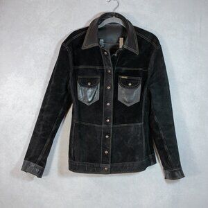 Diesel Womens Аuthentic Reversible Genuine Leather Suede Jacket Black Size L